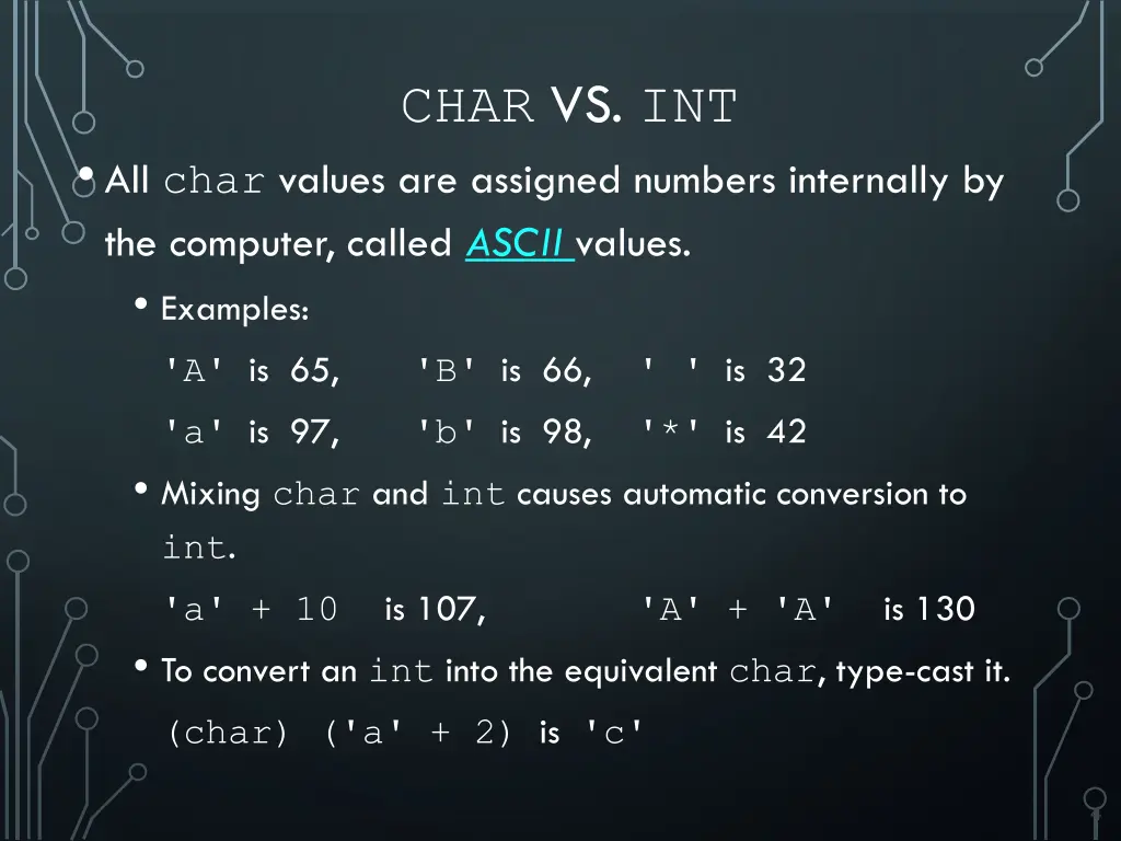 char vs int