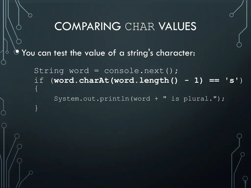 comparing char values