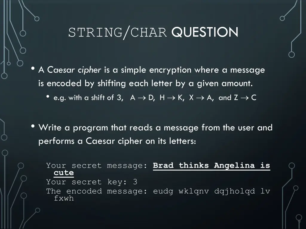 string char question