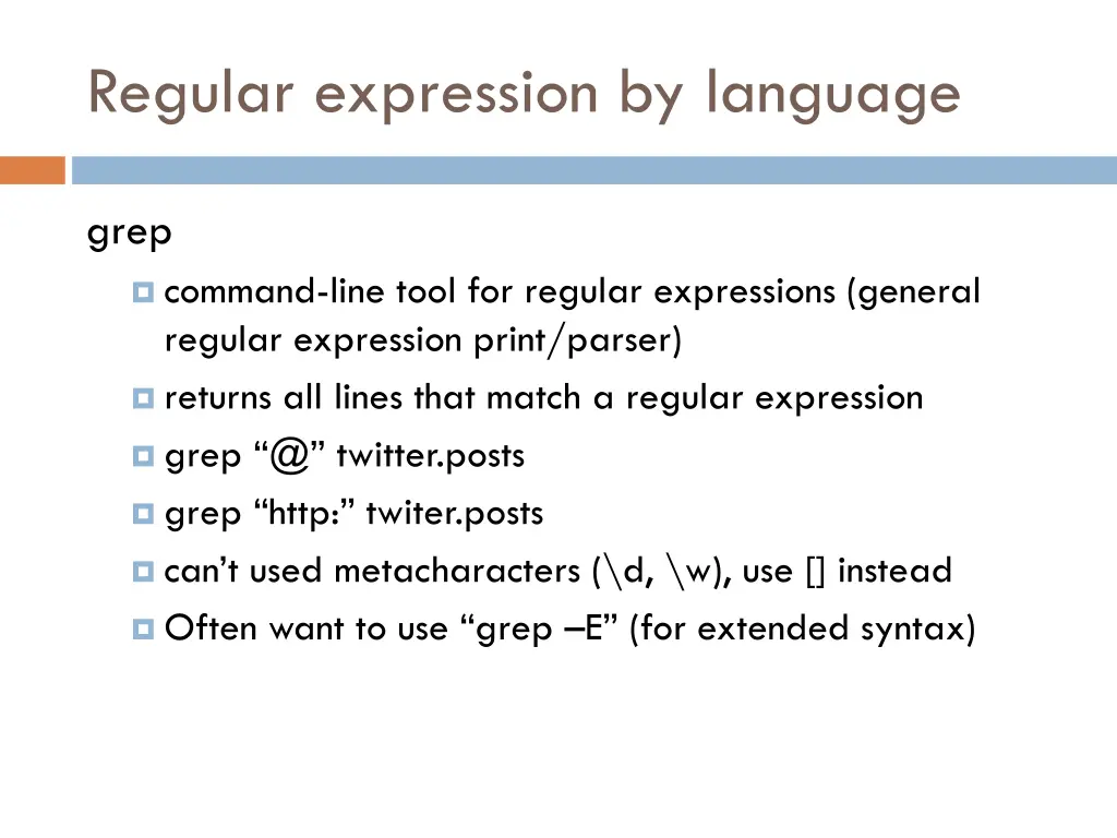 regular expression by language