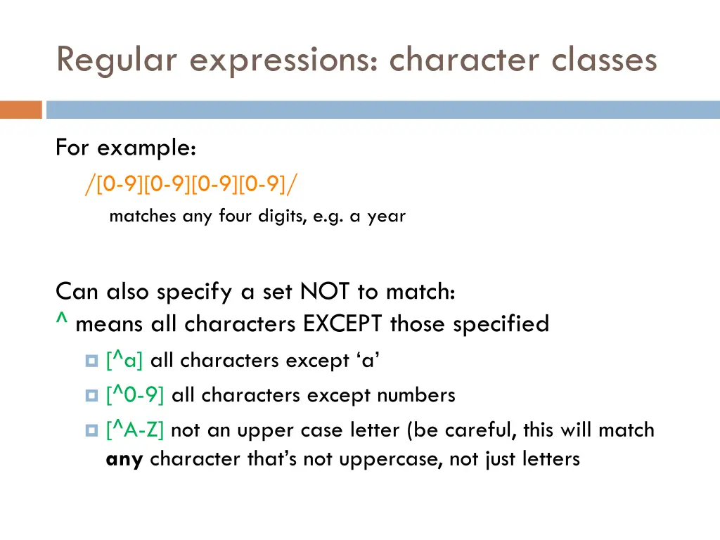 regular expressions character classes 4