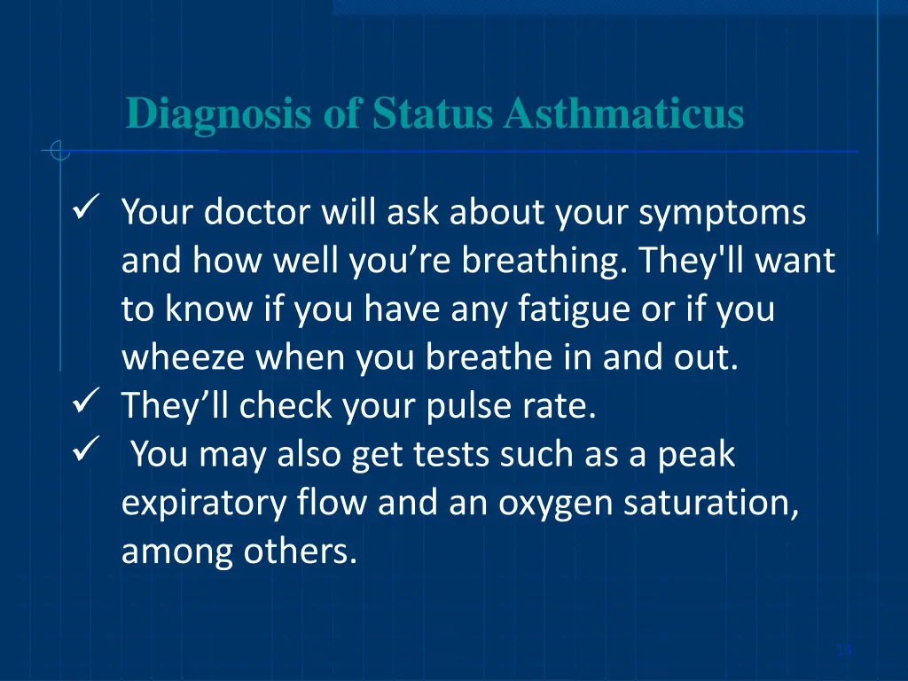 diagnosis of status asthmaticus