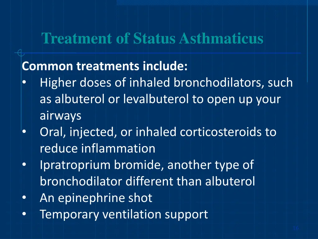 treatment of status asthmaticus 1