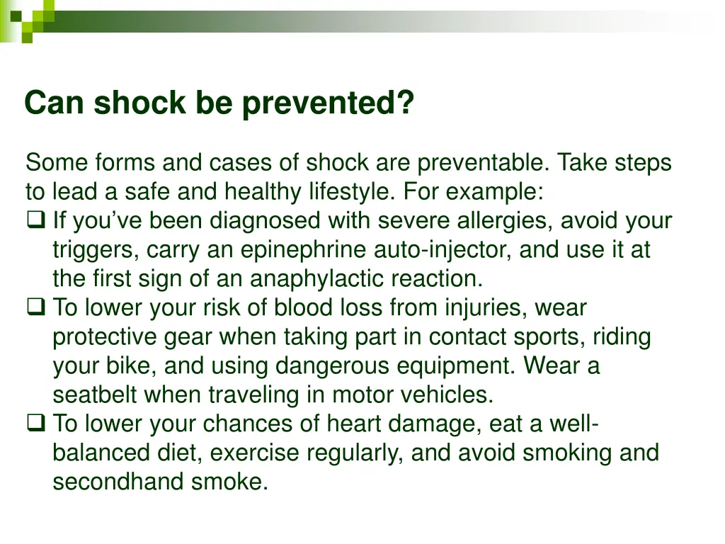 can shock be prevented