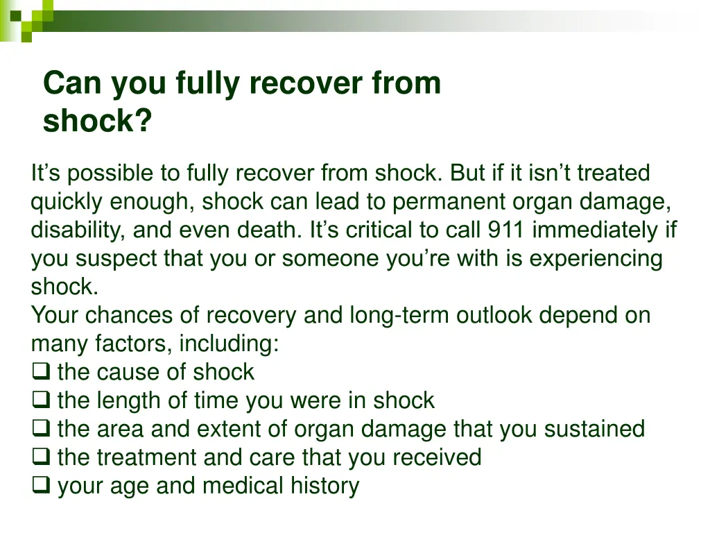 can you fully recover from shock