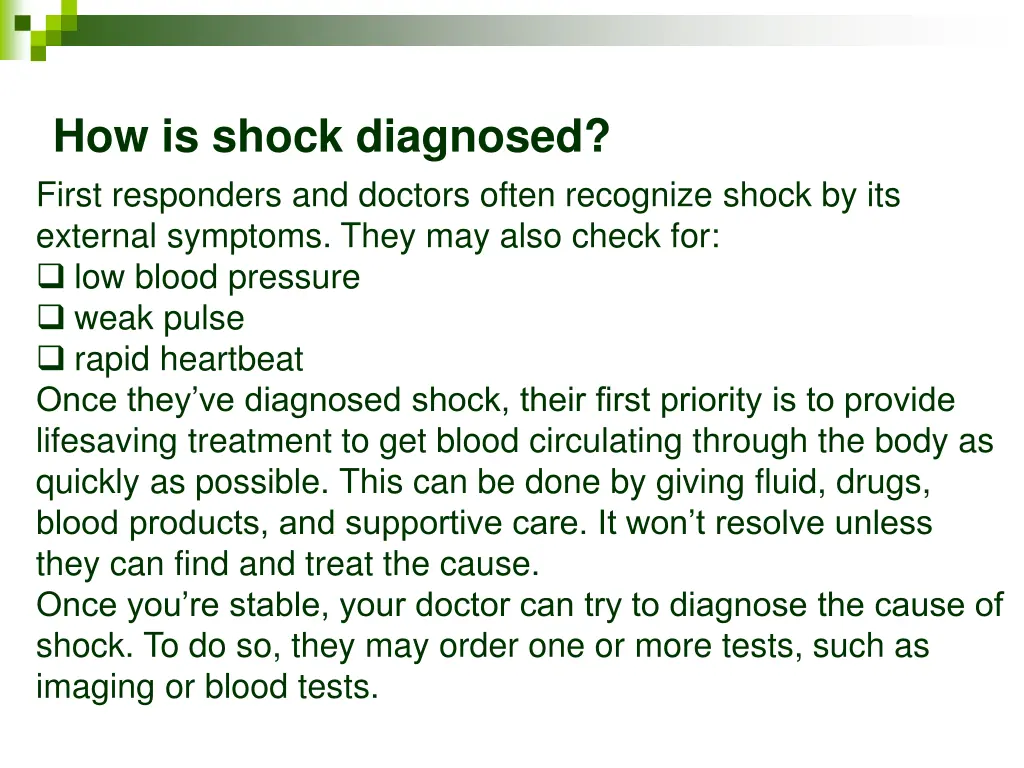 how is shock diagnosed first responders