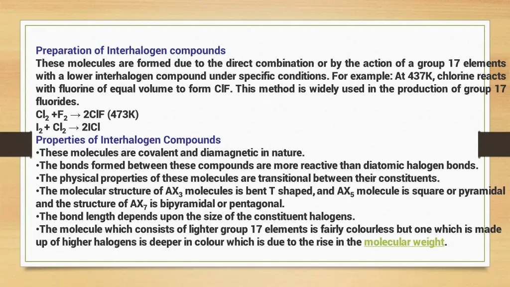 preparation of interhalogen compounds these