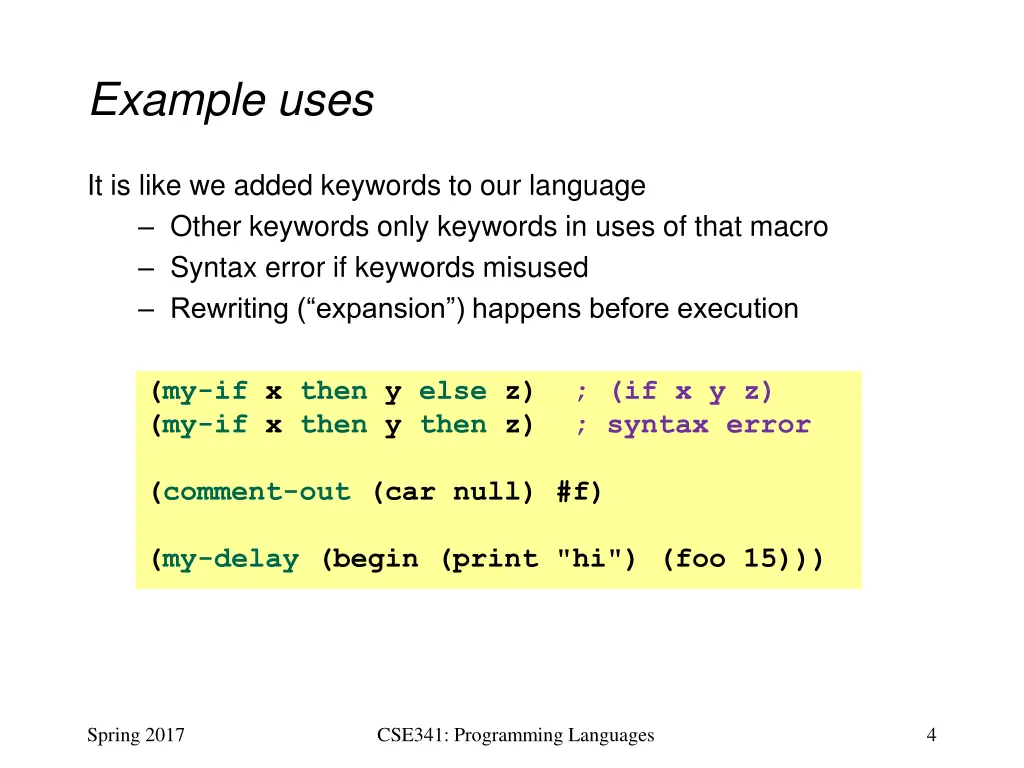 example uses