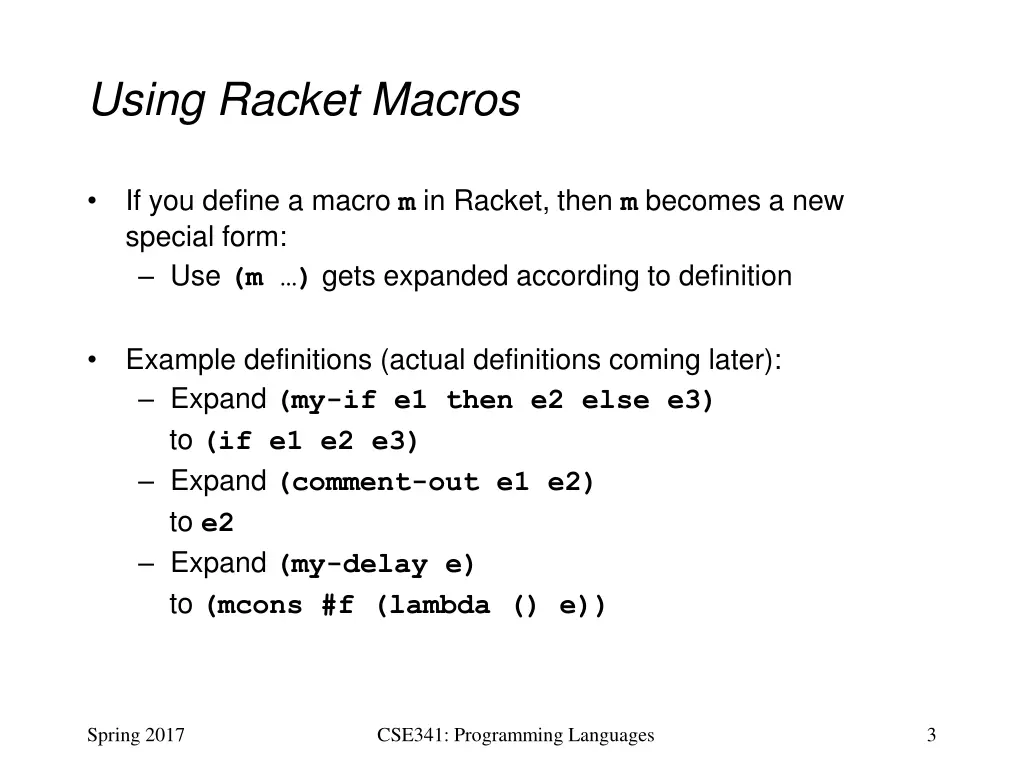 using racket macros
