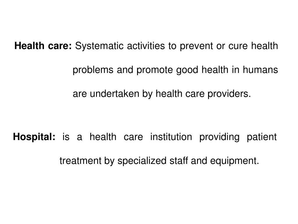 health care systematic activities to prevent