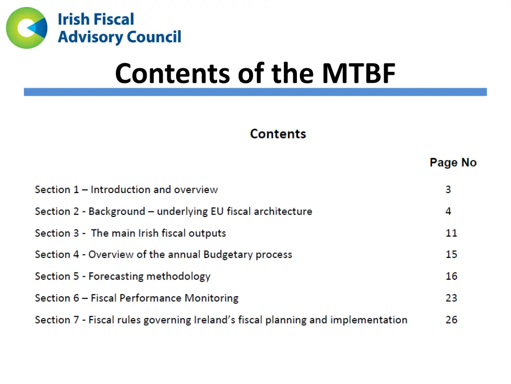contents of the mtbf