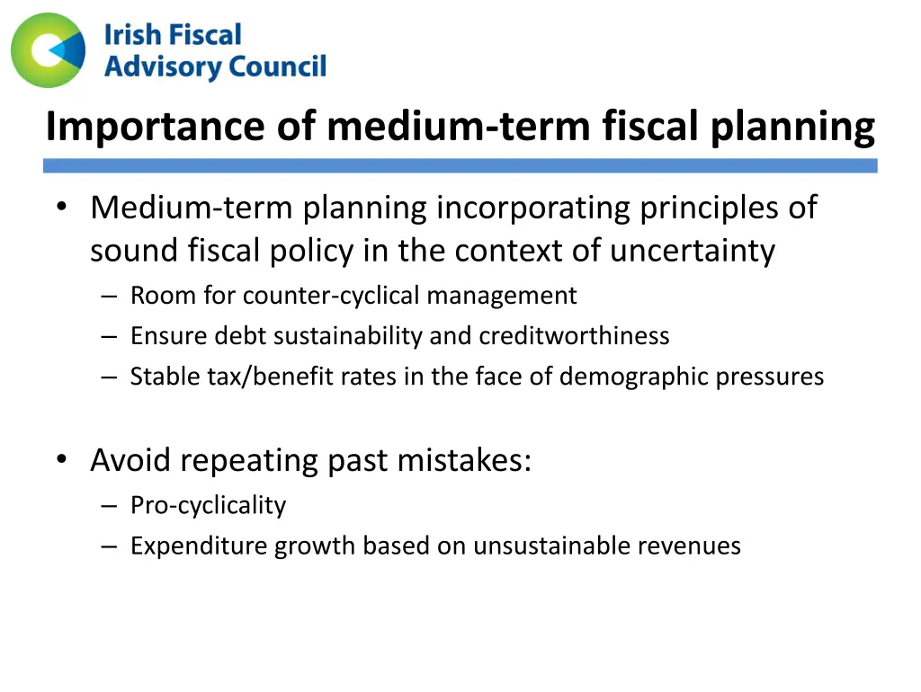 importance of medium term fiscal planning