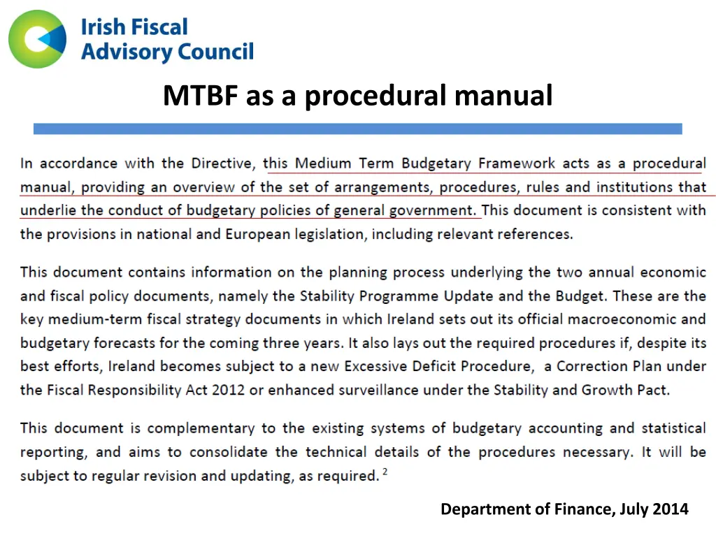 mtbf as a procedural manual