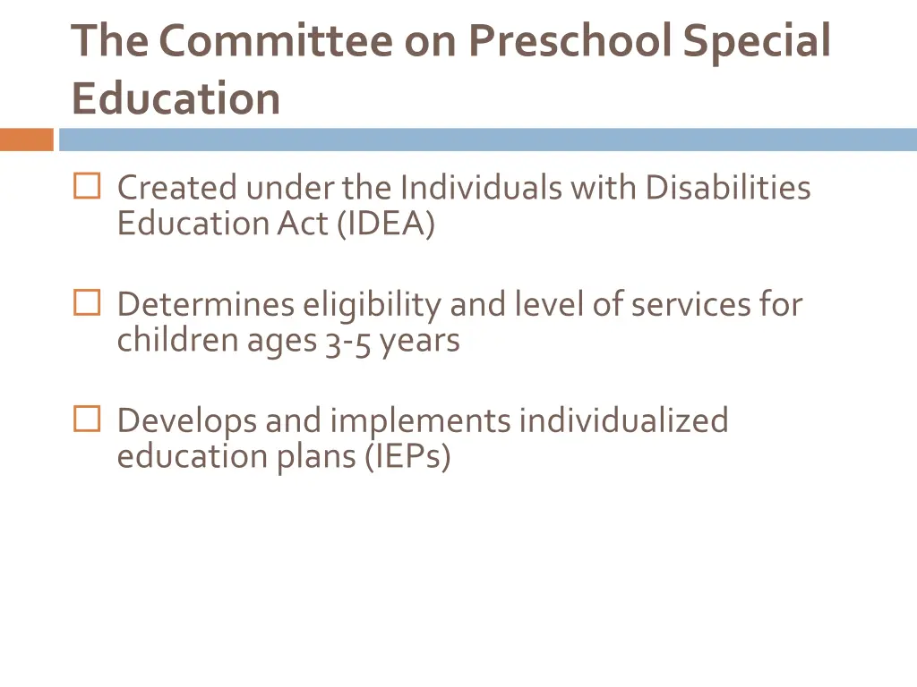 the committee on preschool special education