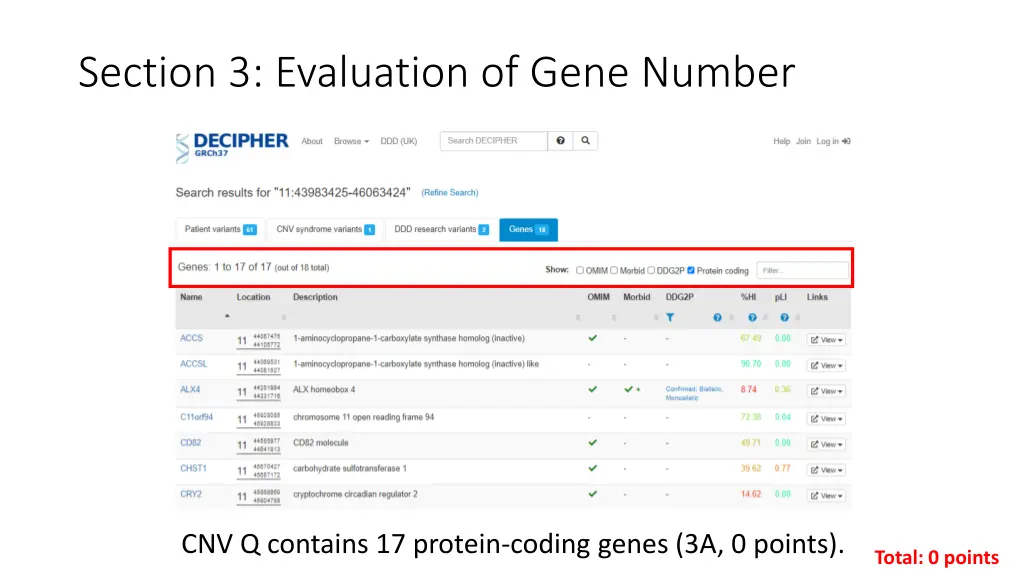 section 3 evaluation of gene number