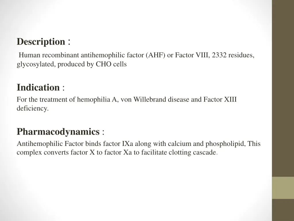 description human recombinant antihemophilic
