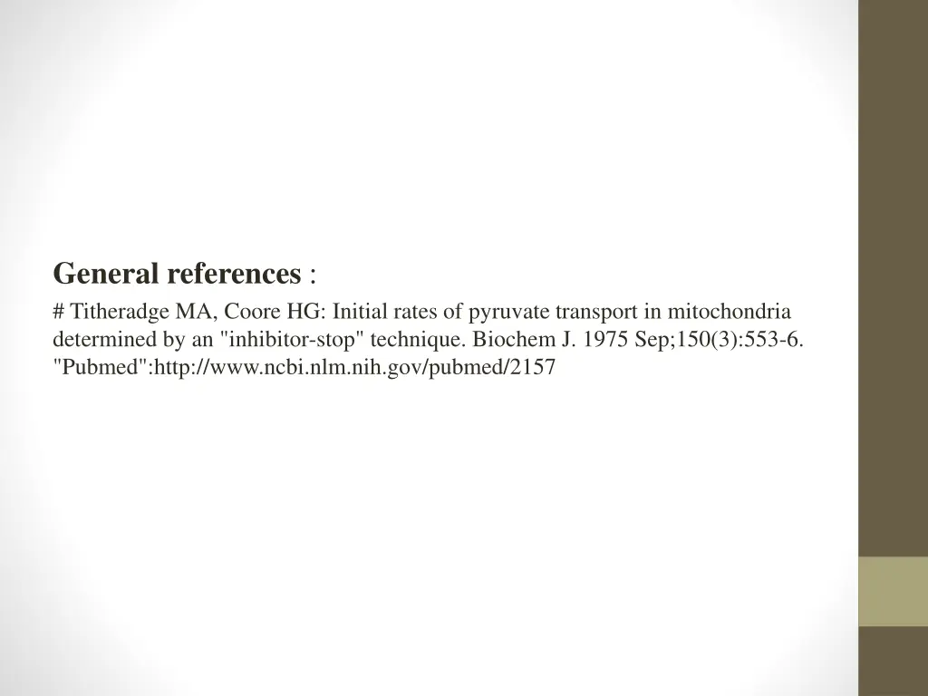 general references titheradge ma coore hg initial
