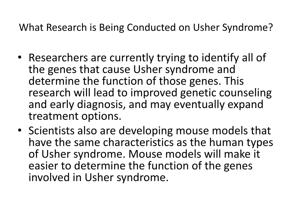 what research is being conducted on usher syndrome