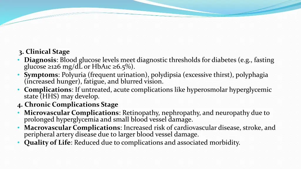 3 clinical stage diagnosis blood glucose levels