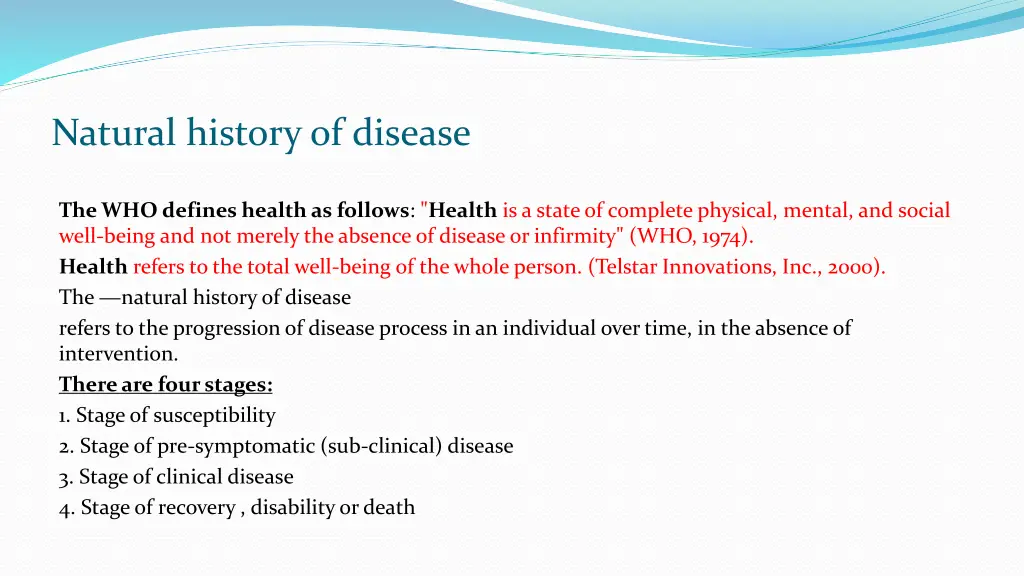 natural history of disease