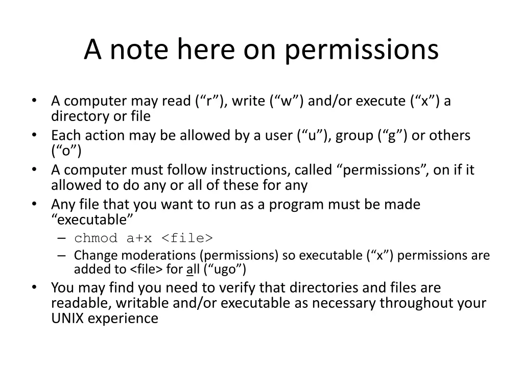 a note here on permissions