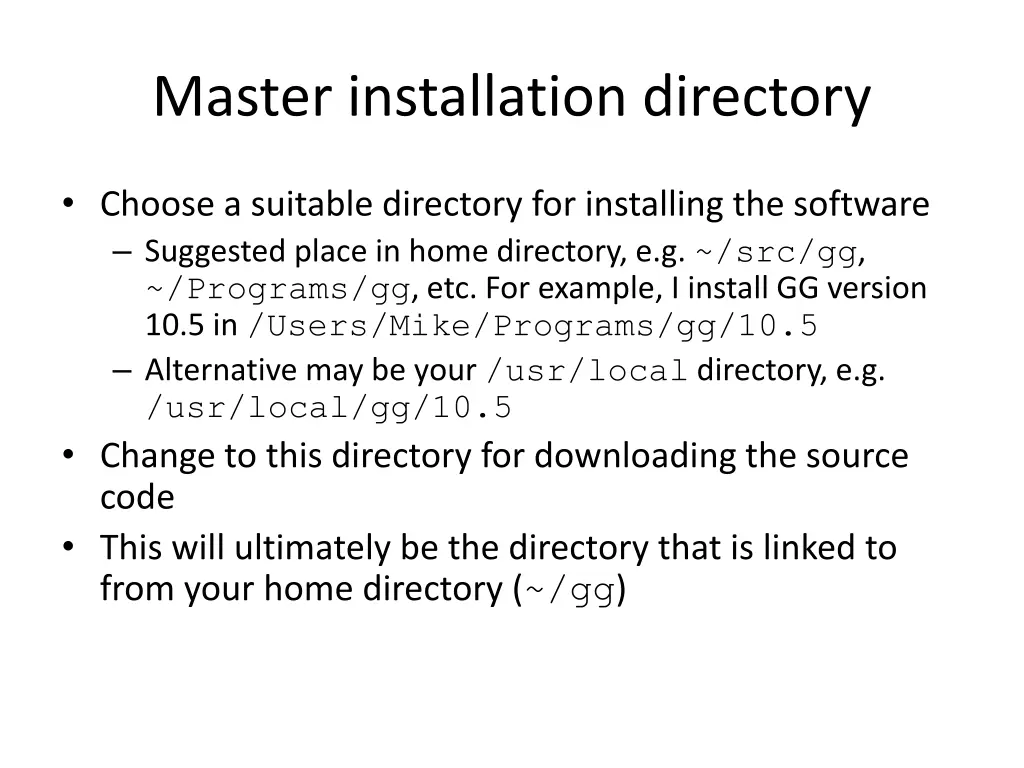 master installation directory 1