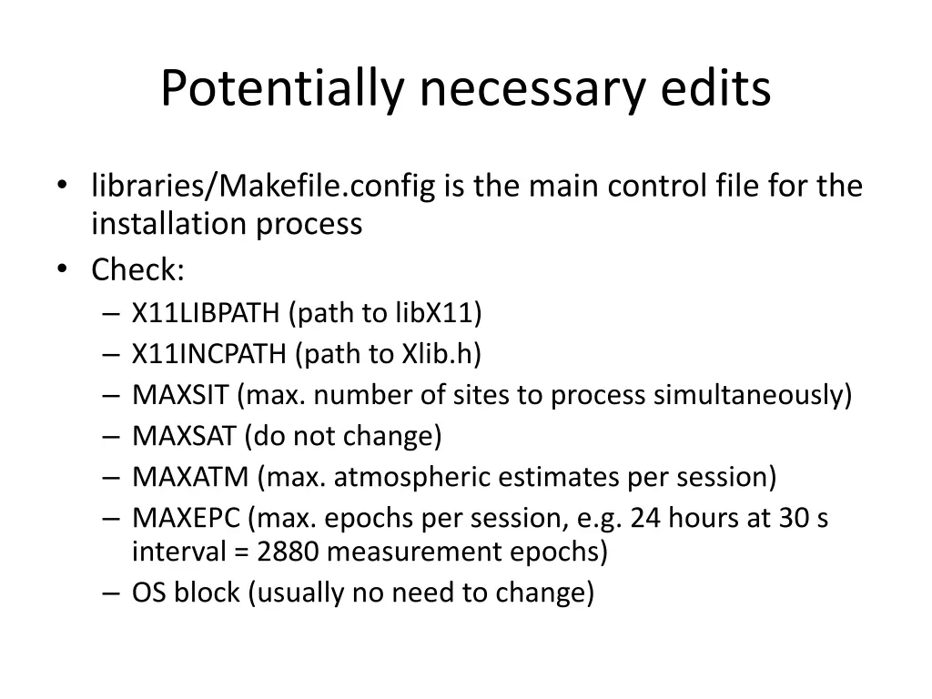 potentially necessary edits