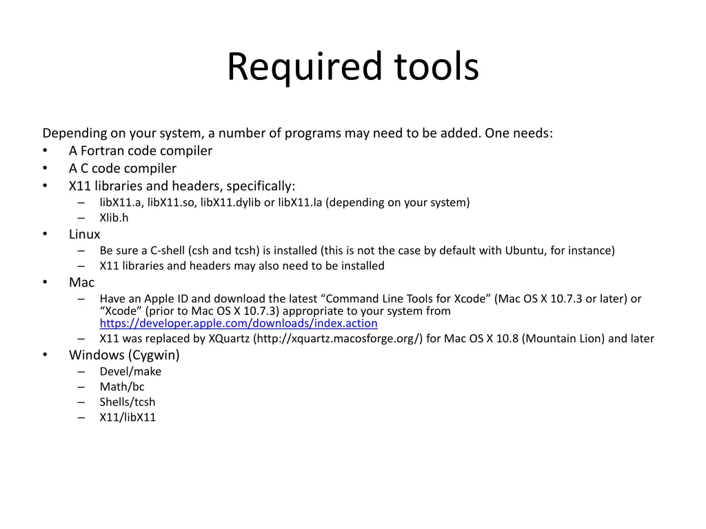 required tools