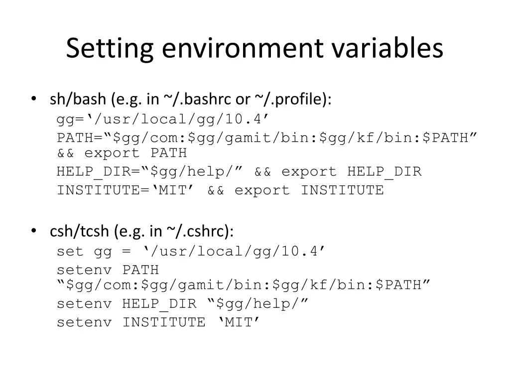 setting environment variables