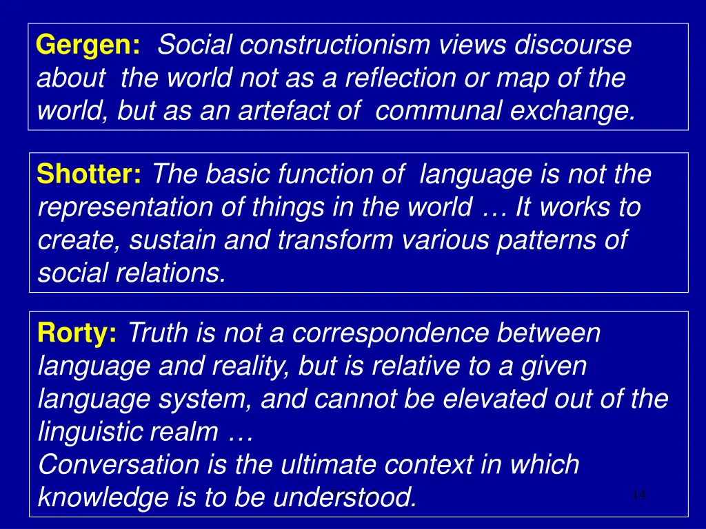 gergen social constructionism views discourse