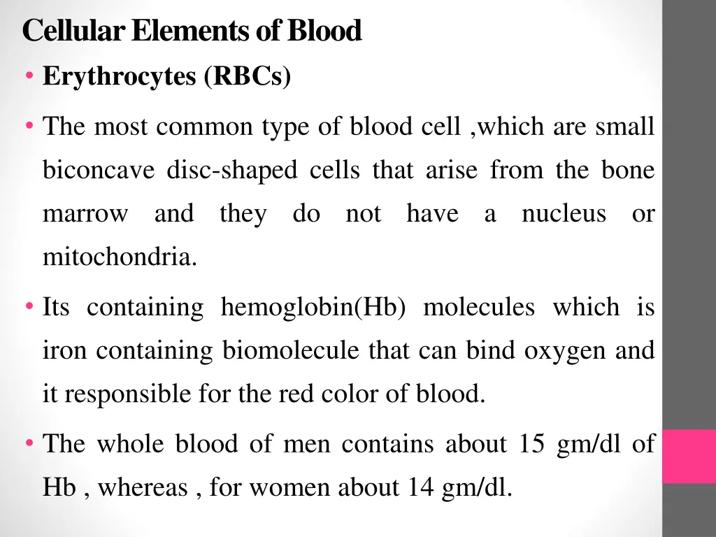 cellular elements of blood erythrocytes rbcs