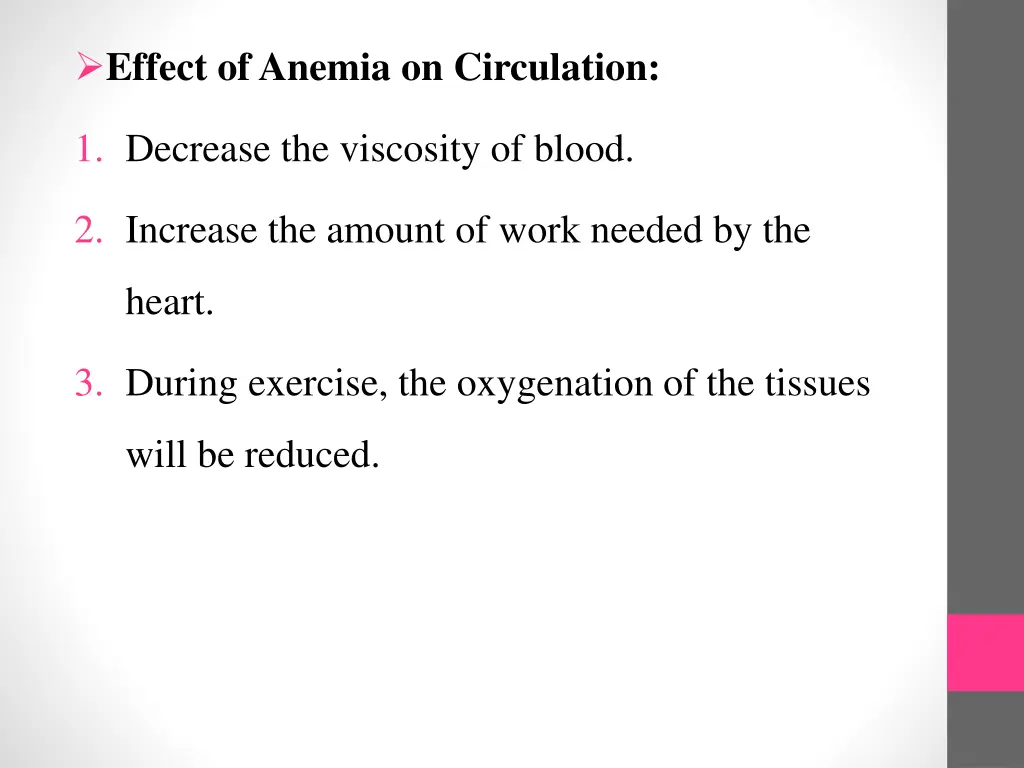 effect of anemia on circulation