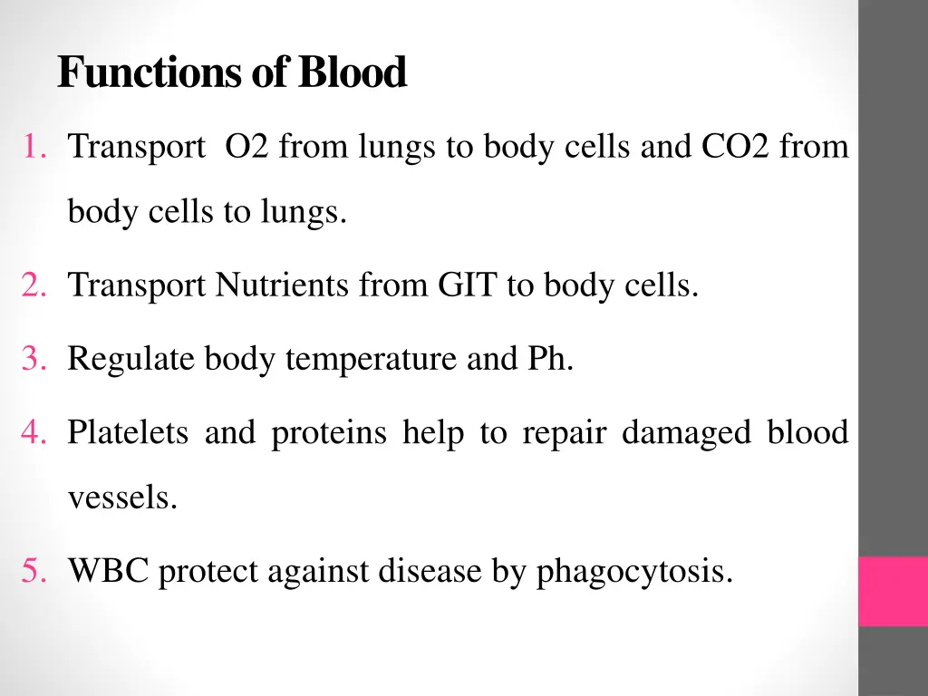 functions of blood