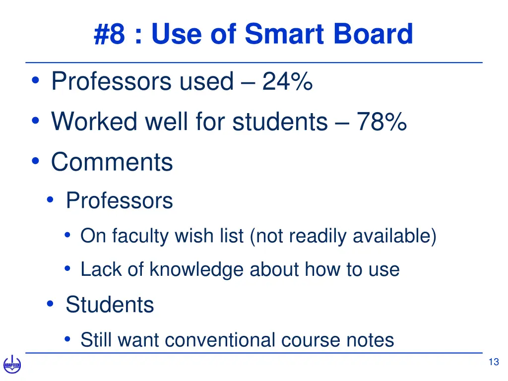 8 use of smart board