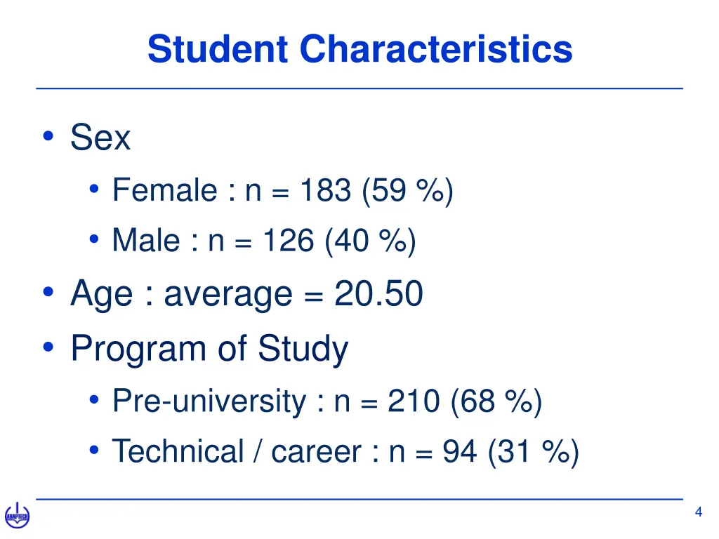 student characteristics