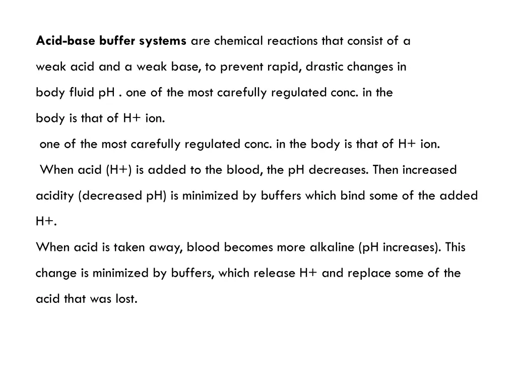 acid base buffer systems are chemical reactions