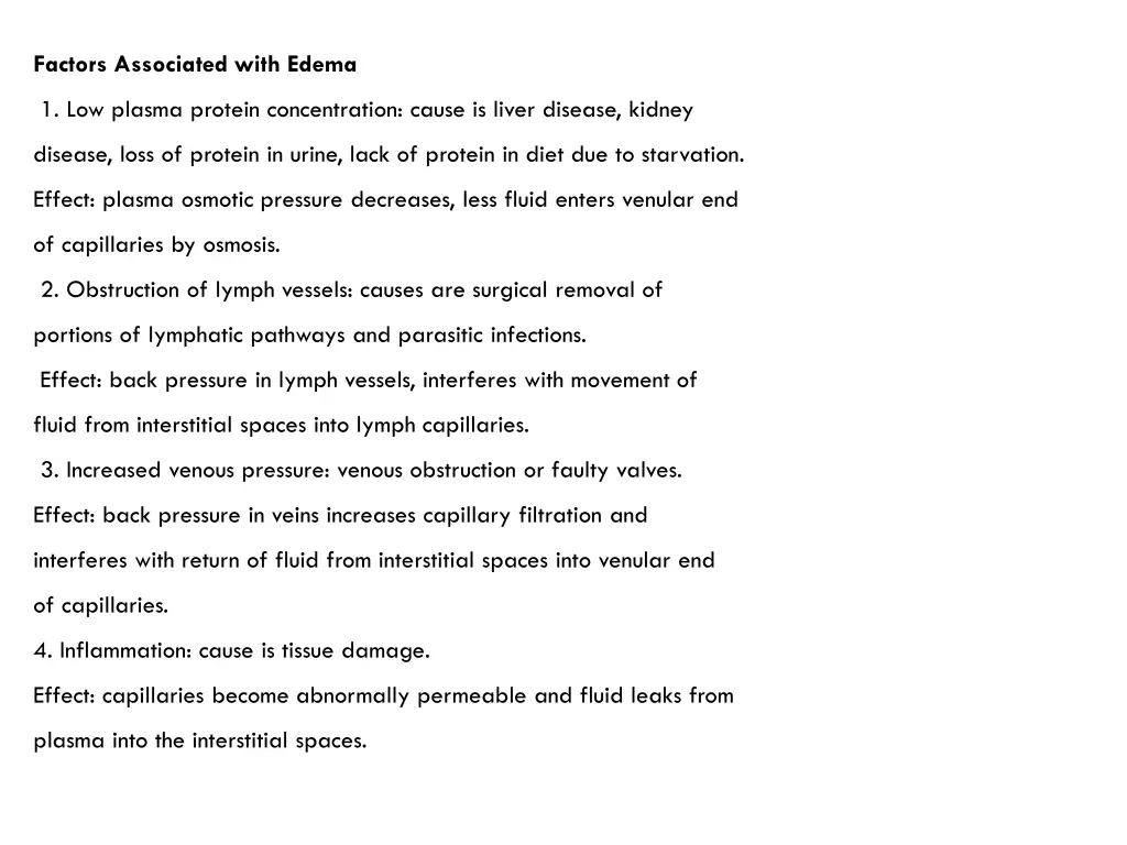 factors associated with edema
