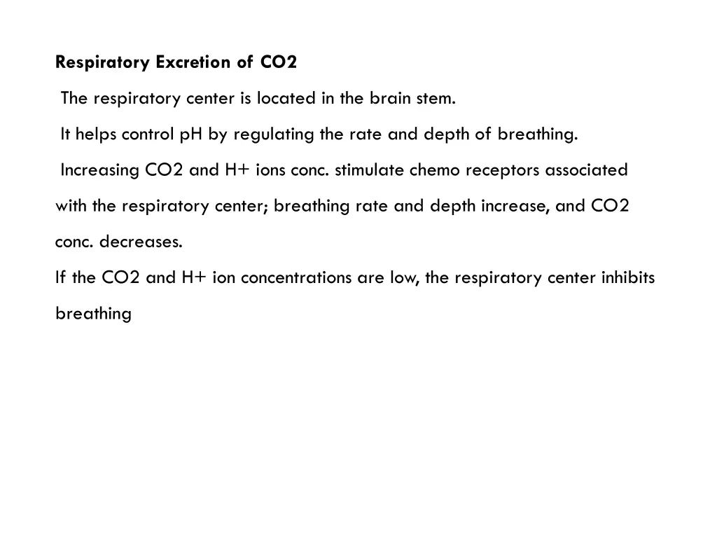 respiratory excretion of co2
