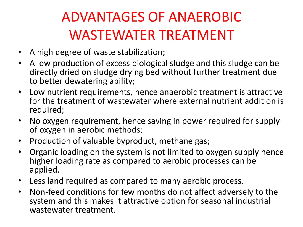 advantages of anaerobic wastewater treatment