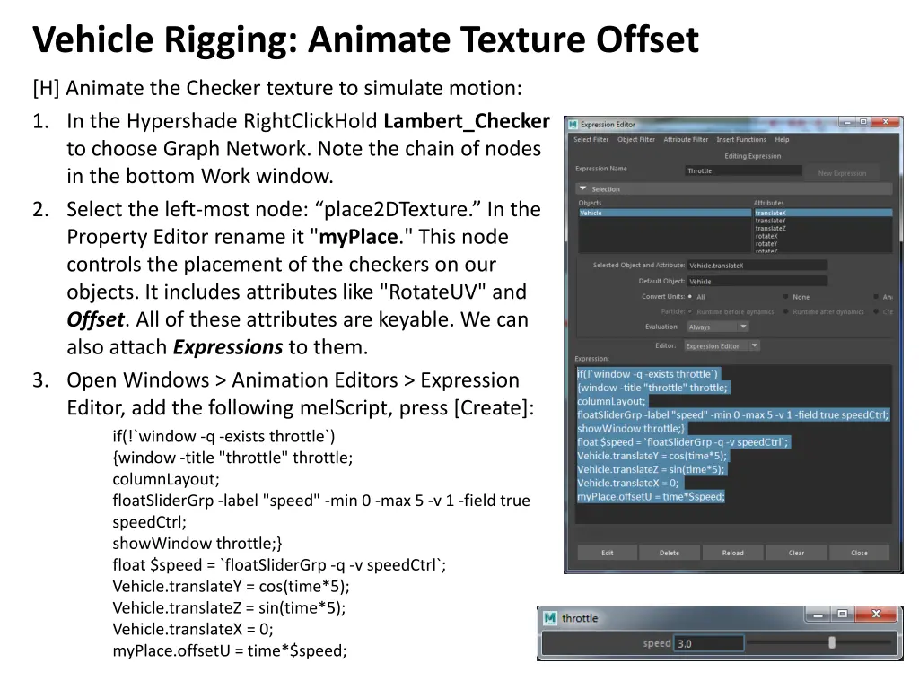 vehicle rigging animate texture offset