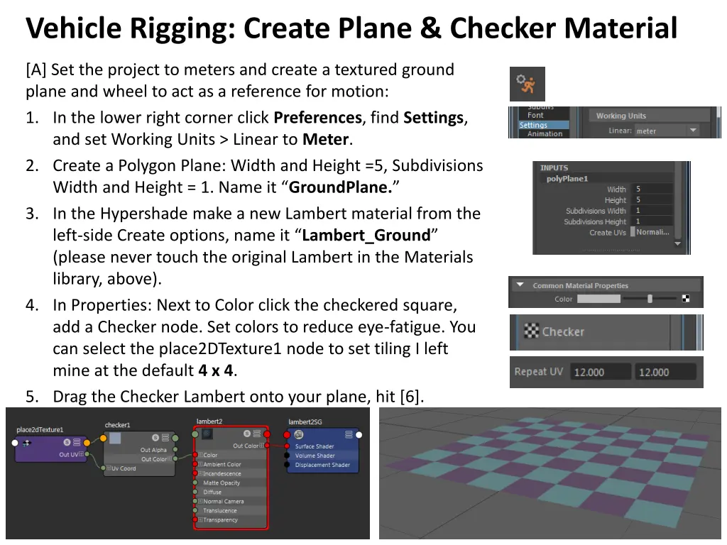 vehicle rigging create plane checker material