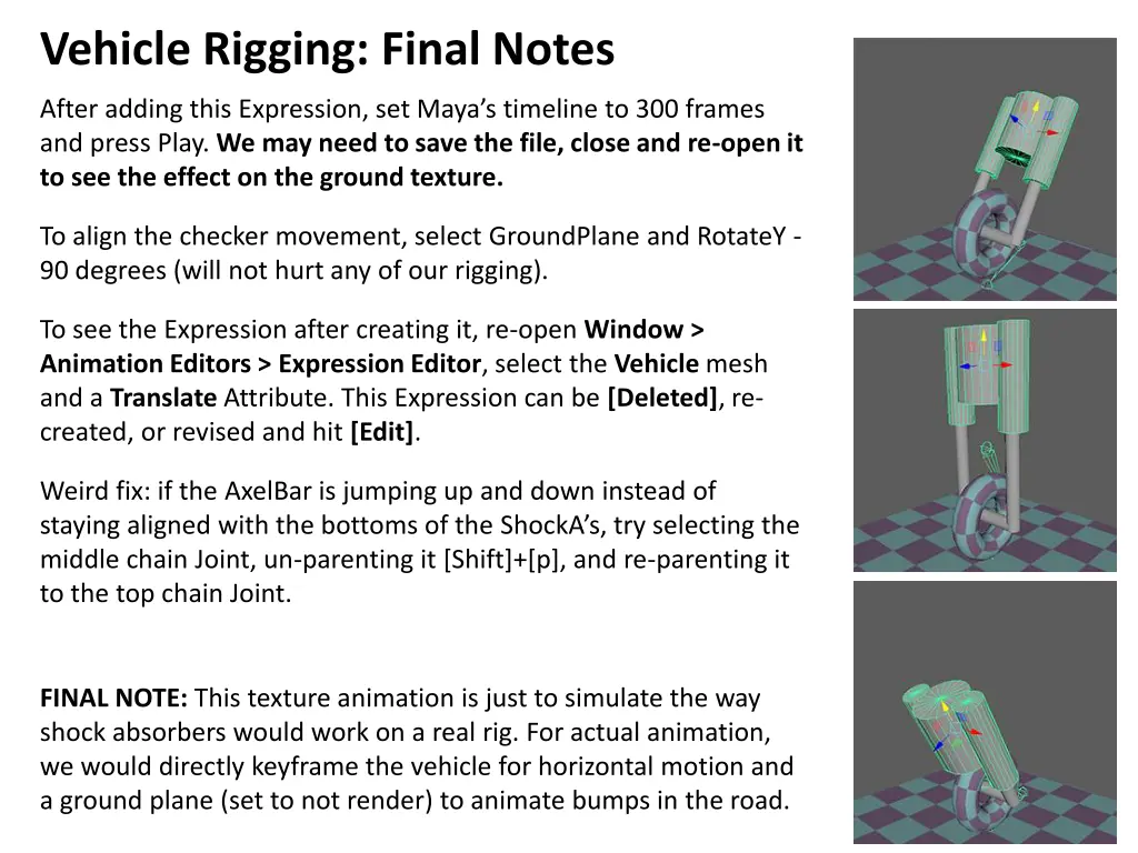 vehicle rigging final notes