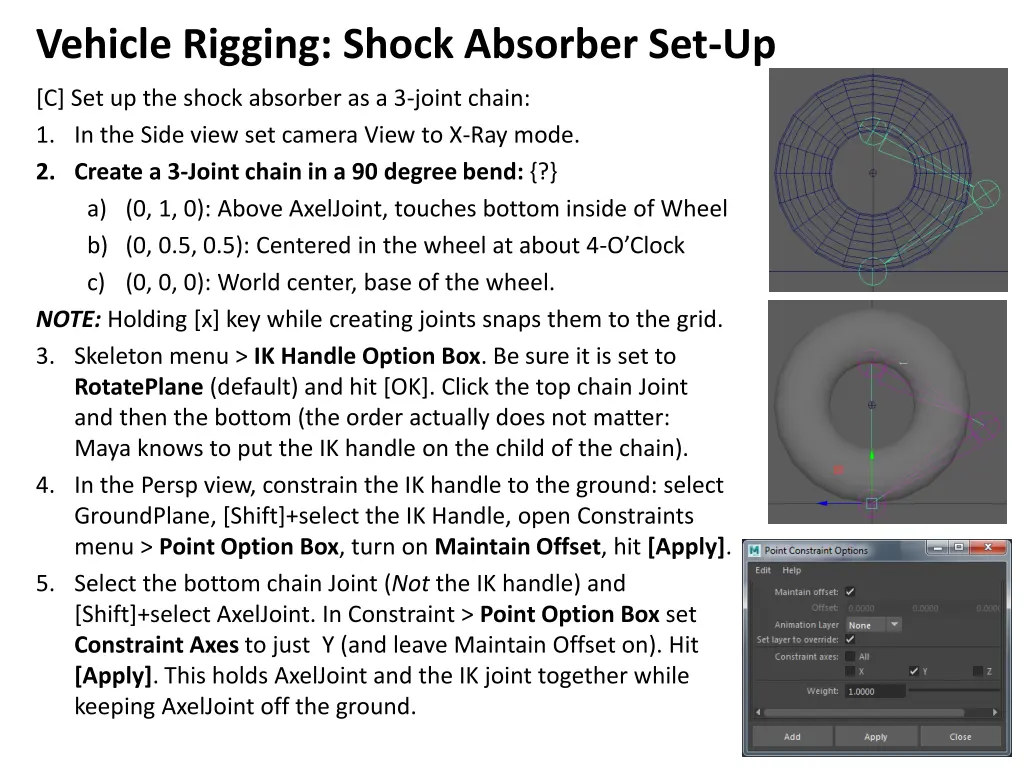 vehicle rigging shock absorber set up
