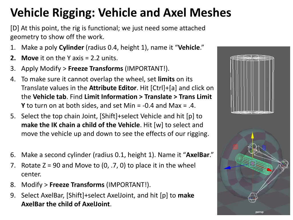 vehicle rigging vehicle and axel meshes