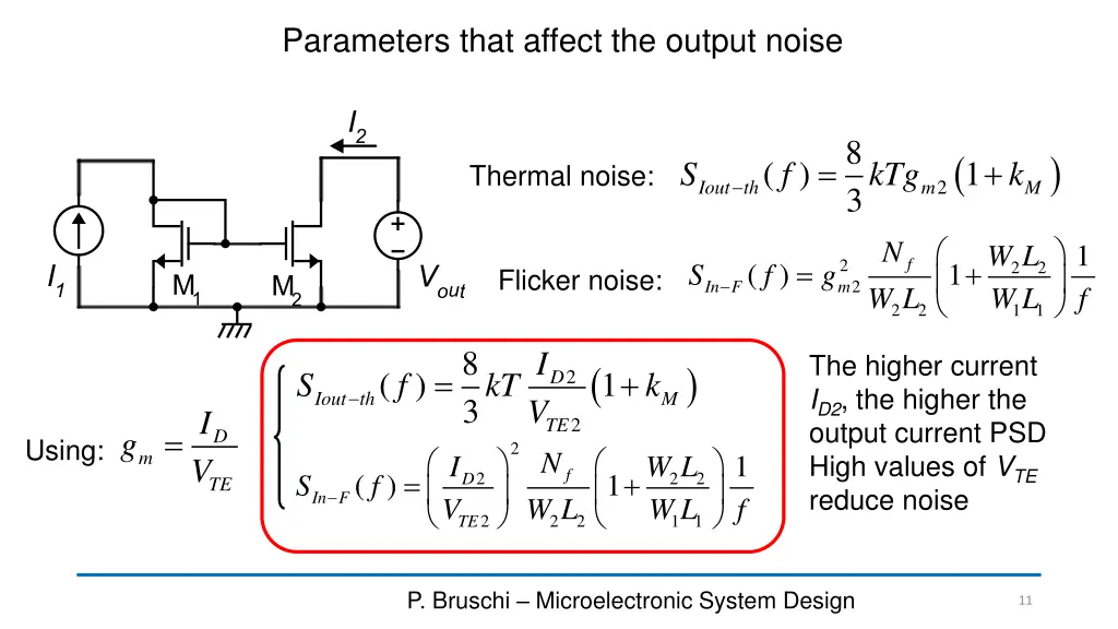 parameters that affect the output noise