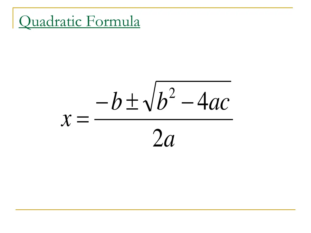 quadratic formula 1