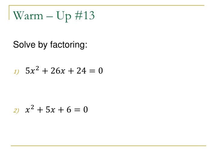 warm up 13