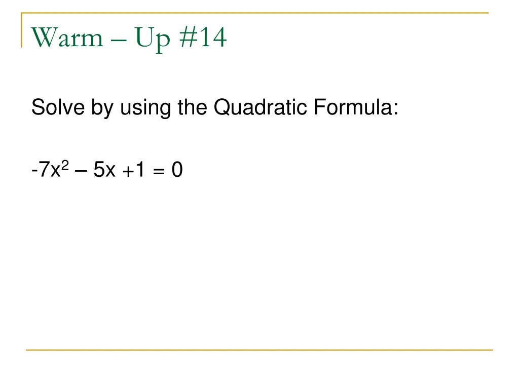 warm up 14