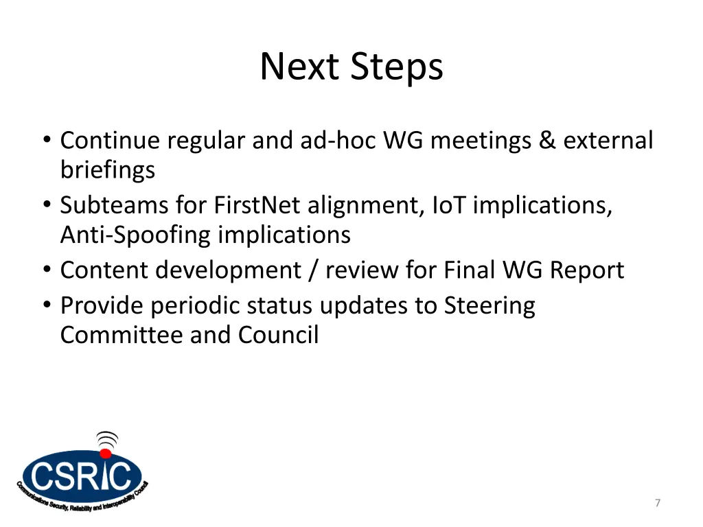 next steps