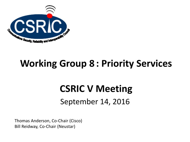 working group 8 priority services